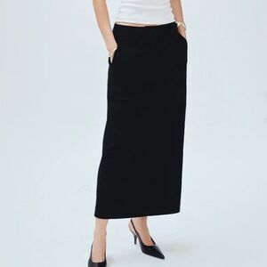 BLACK TWILL COLUMN MAXI SKIRT (originally $198)